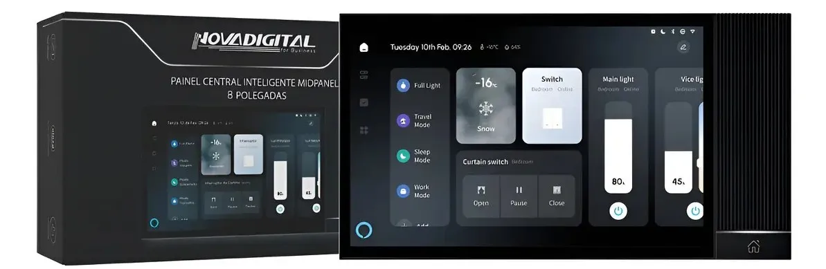 Painel Central Inteligente Wifi Hub Zigbee Novadigital 8 Polegadas